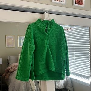 green fluffy quarter button up!!!